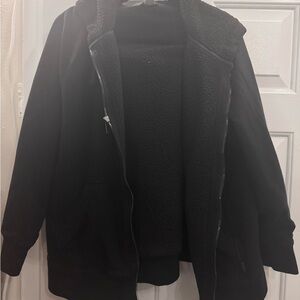 Eddie Bauer Black Sherpa-Lined Zip-Up Hoodie XL